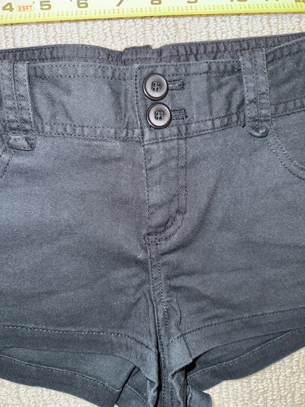 Twenty One Y2K Black Stretch Mini Shorts Size Small Cotton Blend Low Rise - Picture 6 of 16